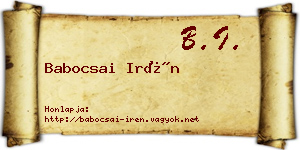 Babocsai Irén névjegykártya